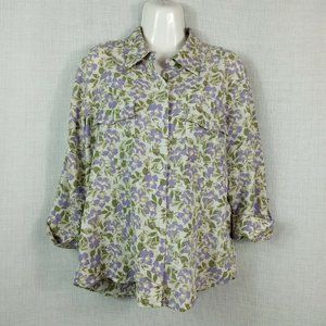 Christopher & Banks Floral Button Up Shirt Size Small